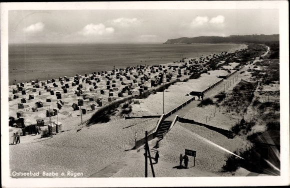 Postcard Ostseebad Baabe on Rügen, beach