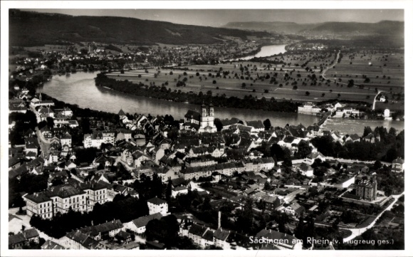 Postcard Bad Säckingen am Hochrhein, aerial photograph