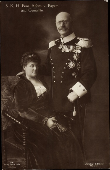 Ak Prinz und Prinzessin Alfons von Bayern Wittelsbach