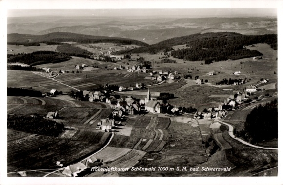 Postcard Schönwald in the Black Forest, aerial photograph