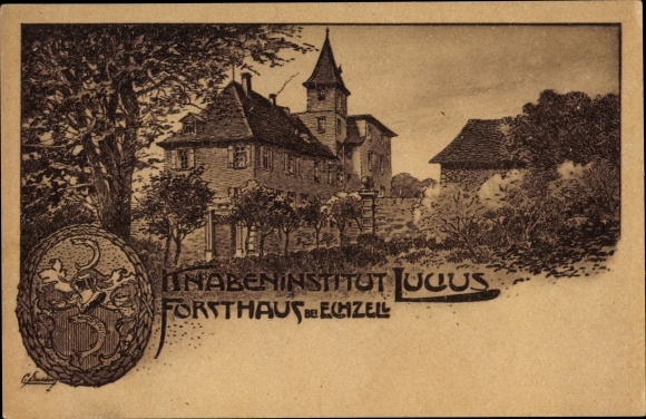Coat of arms artist PC Forsthaus Echzell in the Wetterau district of Hesse, boys&#39; institute Lucius