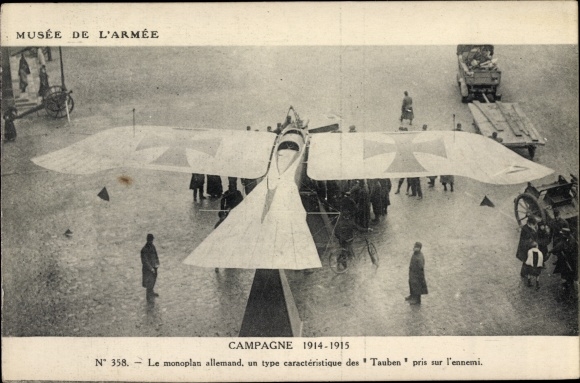 Ak Monoplan, Flugzeug Taube, Französische Kriegsbeute