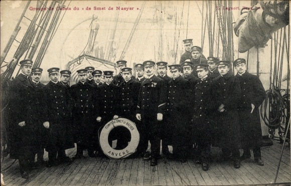 Ak Belgischer Premierminister Paul de Smet de Naeyer, Belgische Seeleute, An Bord eines Schiffes