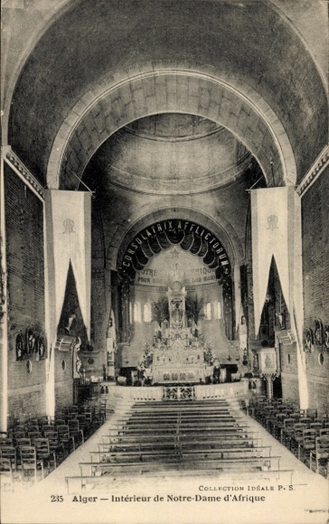 Ak Algier Alger Algerien, Innenansicht der Kathedrale Notre-Dame d'Afrique, religiöse Symbolik