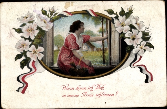 Passepartout Postcard When can I take you in my arms, prisoner of war mail Tengern