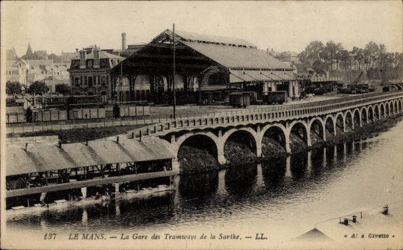 Postcard Le Mans Sarthe, Sarthe tram stop