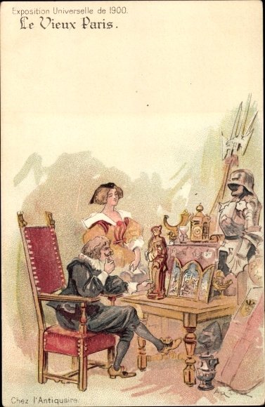Artist Chromo-Litho Robida, A., Universal Exhibition of 1900, Chez l&#39;Antiquaire