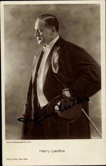 Postcard actor Harry Liedtke, Ross Verlag 482/1, cylinder