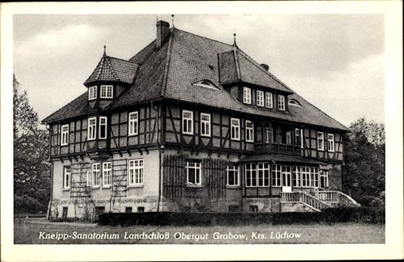 Postcard Grabow Lüchow, Kneipp Sanatorium Landschloß Obergut