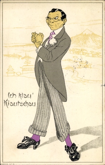 Artist Postcard Quingdao Kiautschou China, I steal Kiautschau, Japanese, Japanese siege 1914