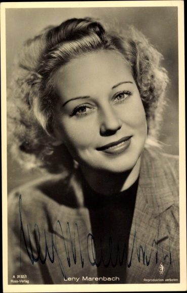 Postcard actress Leny Marenbach, Ross Verlag A 3132 1, portrait, autograph