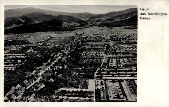 Postcard Denzlingen im Breisgau, aerial photograph