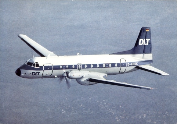 Postcard passenger aircraft HS 748, DLT, D-AHSC