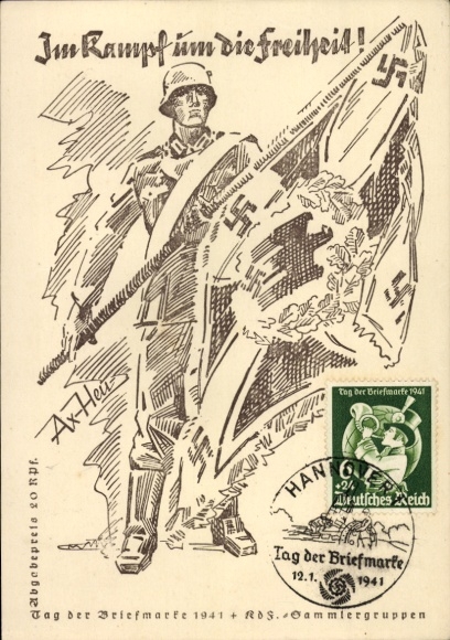 Künstler Ak Axster Heudtlaß, Im Kampf um die Freiheit, Tag der Briefmarke 1941, KdF