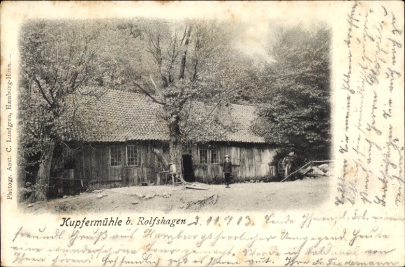 Ak Kupfer Mühle bei Rolfshagen Auetal in Schaumburg, Holzhütte