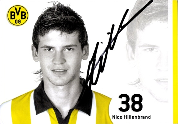 Autograph card footballer Nico Hillenbrand, BVB 09, Borrussia Dortmund, autograph