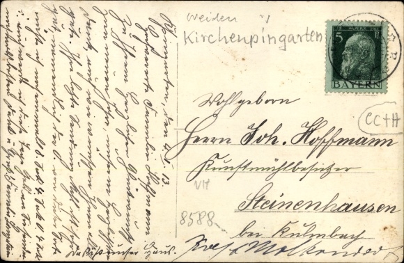 Postcard Kirchenpingarten in Upper Franconia, residential building, children