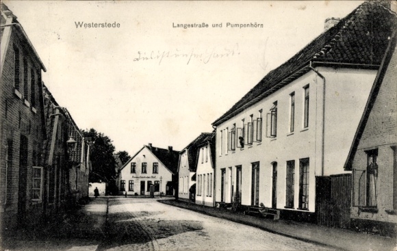Postcard Westerstede in Oldenburg Ammerland, Langestraße, Pumpenhörn