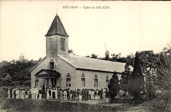 Postcard Reunion, Church of Salazie, Mass