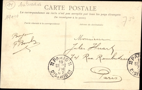 Postcard Condé sur Noireau Calvados, train station