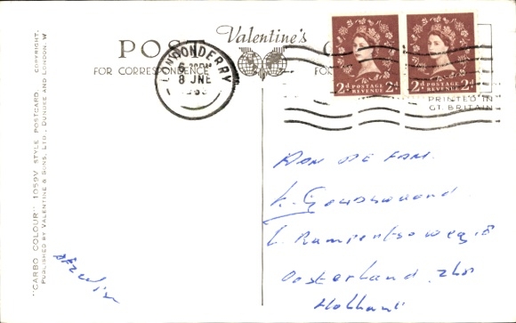 Postcard Derry Londonderry Northern Ireland, Ferryquay Gate, Bishop's Gate, Shipquay Gate, Cathedral