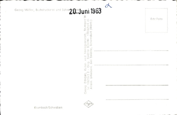 Postcard Krumbach in Swabia, Krumbad, market square, greetings from Partie an der Komme, Partie at the church