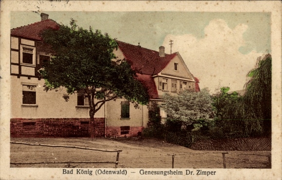 Ak Bad König im Odenwald Hessen, Genesungsheim Dr. Zimper, grüne Bäume, alte Architektur