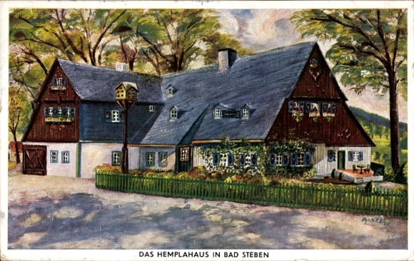 Artist Postcard Völkel, Eg., Bad Steben in the Franconian Forest Bavaria, Hemplahaus