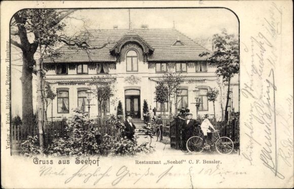Postcard Hamburg Wandsbek Bramfeld, Restaurant Seehof