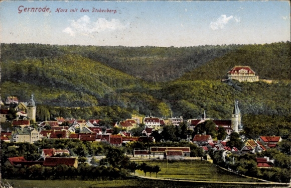 Ak Gernrode Quedlinburg in het Harzgebergte, Harz, Stubenberg, huizen, natuur, uitzicht