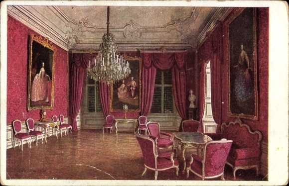 Ansichtkaart Wenen 13 Hietzing Oostenrijk, plezierpaleis Schönbrunn, hoeksalon d. Aartshertog Franz Karl