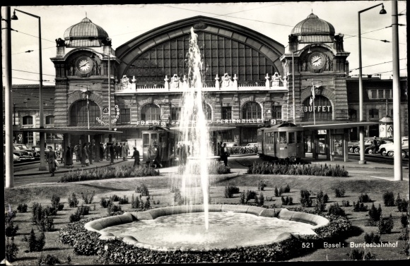 Ak Basel Bâle Stadt Schweiz, Bundesbahnhof