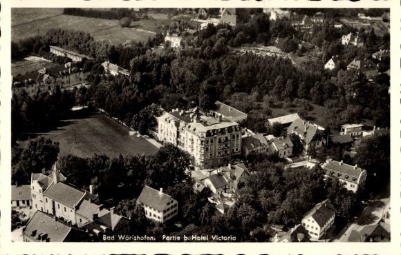 Postcard Bad Wörishofen in Unterallgäu, aerial photograph of the Hotel Viktoria