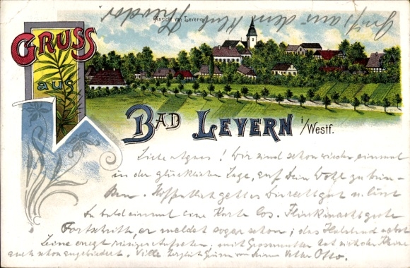 Chromo-Litho Bad Levern Stemwede in Westphalia, general view, church