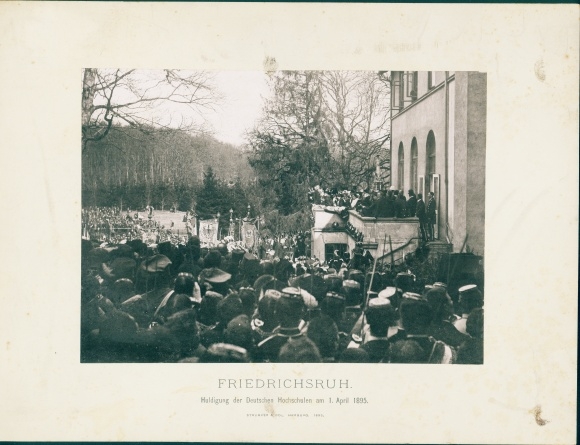 Studentika foto Friedrichsruh Aumühle, eerbetoon aan de Duitse universiteiten in 1895