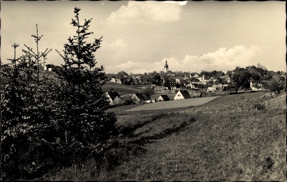 Postcard Schwarzenbach am Wald Upper Franconia, church, town view
