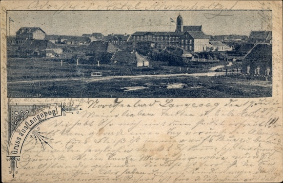 Forerunner Postcard Nordseebad Langeoog East Frisia, partial view