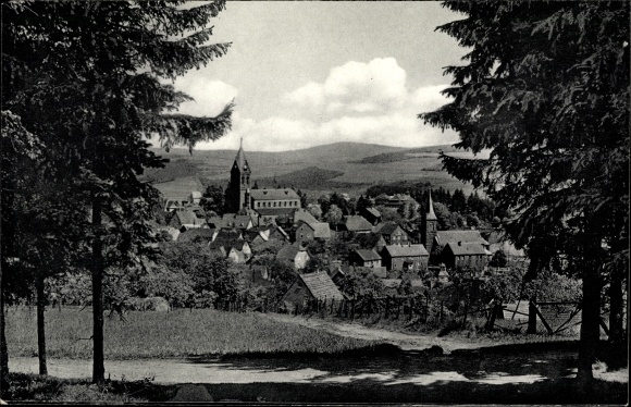 PC Gebhardshain in the Westerwald, view of the place from afar