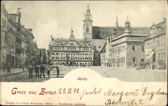 Postcard Zerbst in Anhalt, market