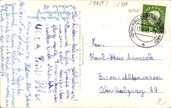 Postcard Braunshausen Hallenberg in the Sauerland, general view, thousand mountains, parish church of Saint Antonius