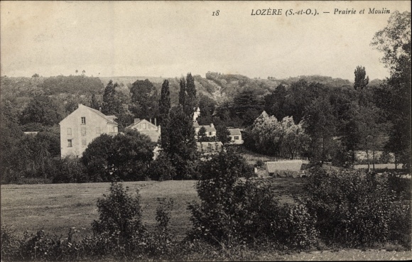Postcard Lozere Essonne, Meadow and Mill