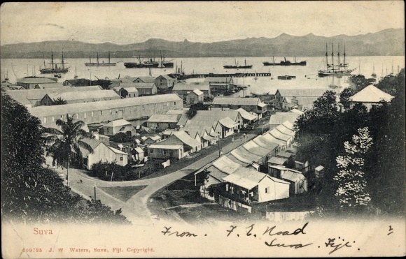 Postcard Suva Fiji, View of the Village