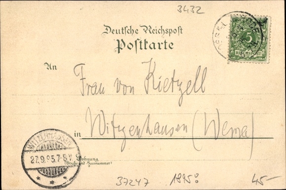 Forerunner Chromo-Litho Großalmerode in the Werra Meißner district, Hirschberg, Bilstein, Kais. Post Office, Panorama