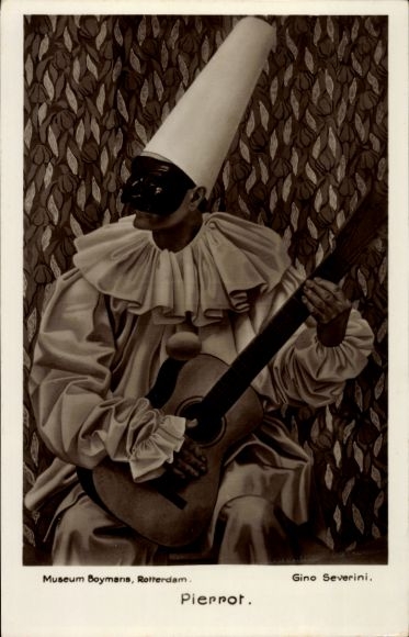 Artist Postcard Severini, G., Pierrot, Painted portrait