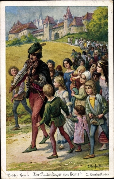 Künstler Ak Herrfurth, Oskar, Märchen, Gebrüder Grimm, Der Rattenfänger von Hameln