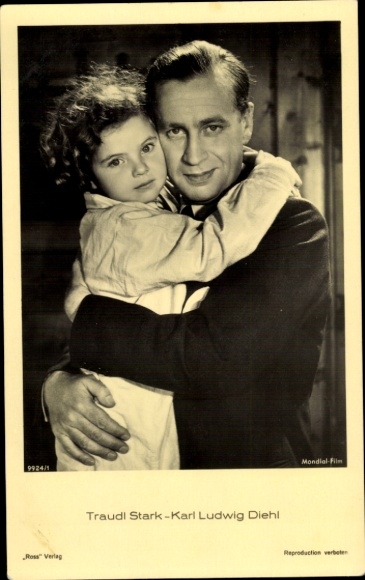 Postcard actress Traudl Stark, actor Karl Ludwig Diehl, portrait