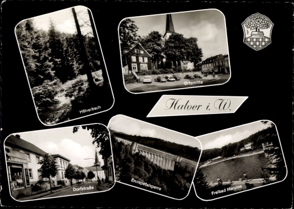 Ak Halver im Märkischen Kreis, Hälverbach, Dorfstraße, Ortsmitte, Ennepetalsperre, Freibad