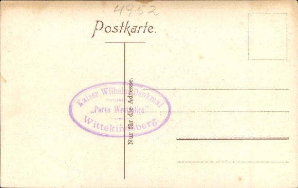Postcard Porta Westfalica, panoramic view, Kaiserdenkmal, steamer, Wittekindsberg