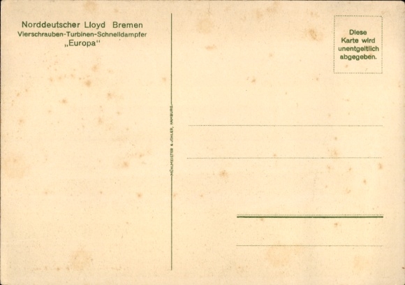 Artist Postcard Graf, G., Steamer Europa, North German Lloyd Bremen
