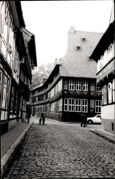 Photo Postcard Part of the street, cobblestones, half-timbered houses